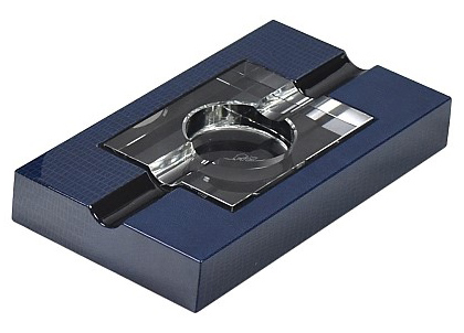 [E44091] Asbak Sigaar Lubinski Blauw Lezard/Kristal