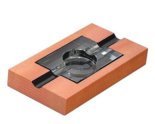 [E44092] Cendrier Lubinski Orange Lezard/Crystal