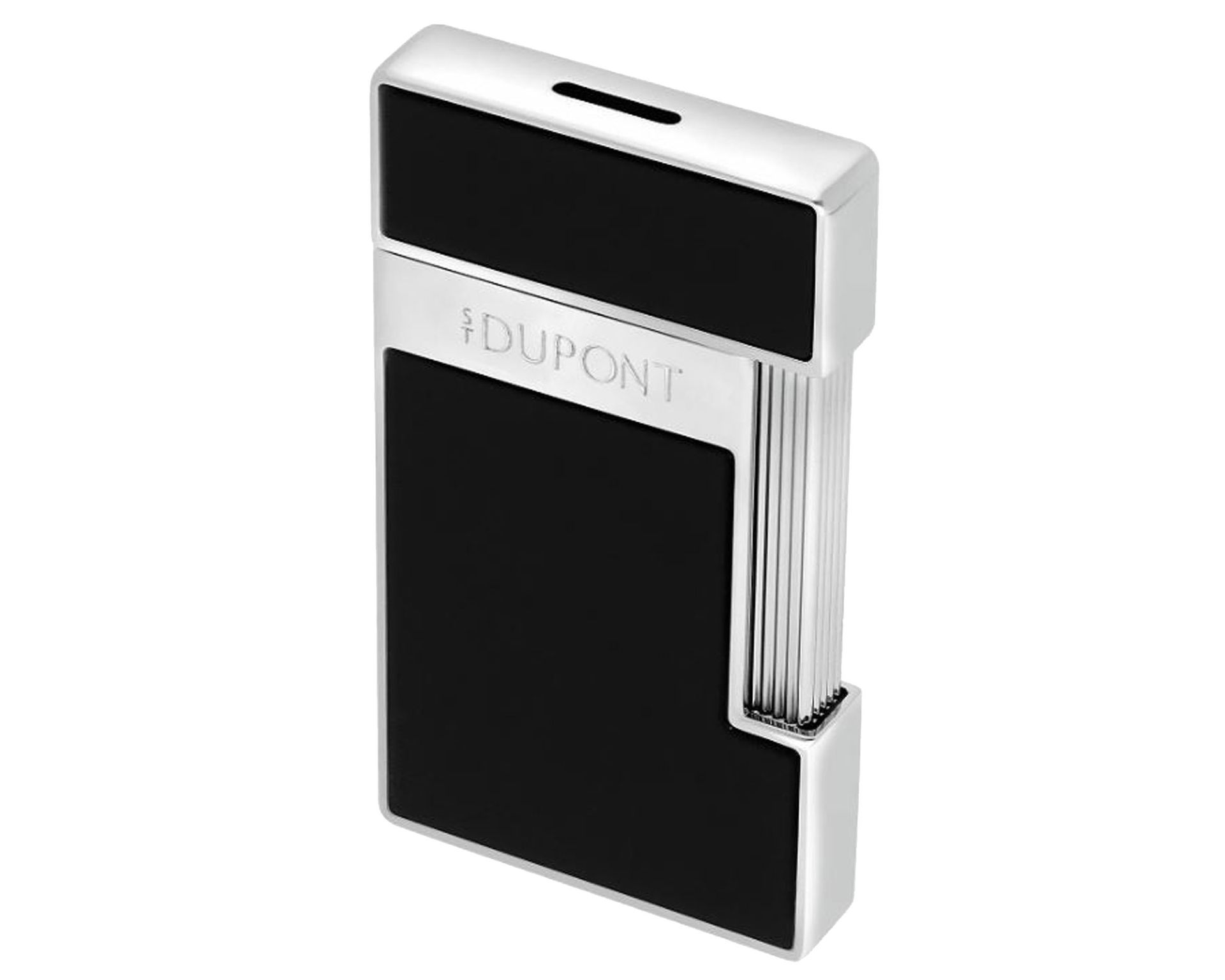[028221] Lighter Dupont Slimmy Shiny Black Lacquer Chrome