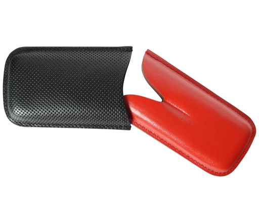 [09281] Etui Sigaar Leder Zwart/Rood 2 Robusto