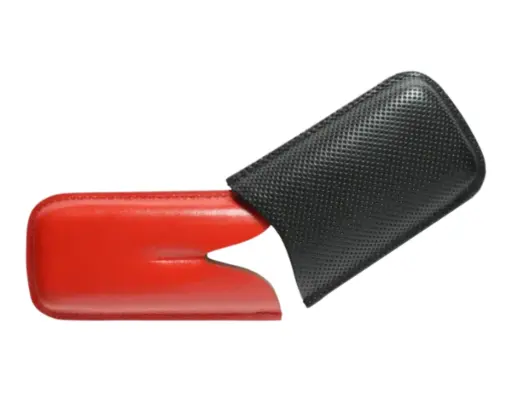 [09281] Etui Sigaar Leder Zwart/Rood 2 Robusto