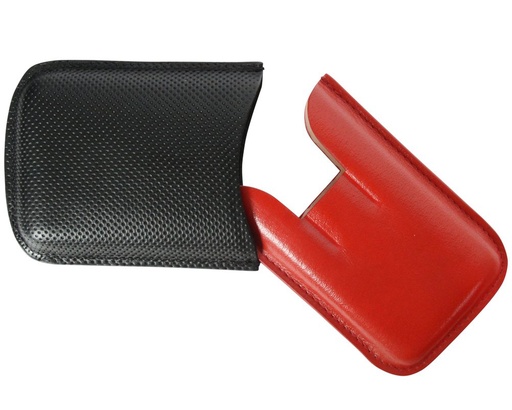 [09282] Cigar Pouch Leather Black/Red 3 Robusto