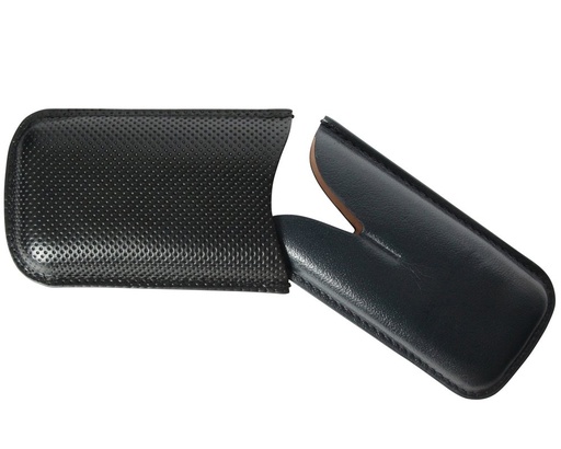[09283] Cigar Pouch Leather Black/Blue 2 Robusto