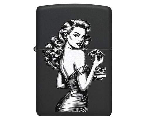 [60007590] Lighter Zippo Pinup with Pizza Design