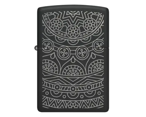 [60006318] Briquet Zippo Ornate Pattern Design CR Black Matte