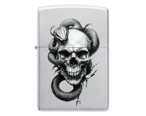 [60007695] Briquet Zippo Skull and Snake Design