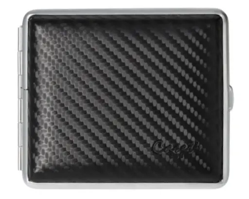 [286008] Etui Cigarette Caseti Cuir Noir Carbon Look