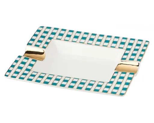 [422023] Ashtray Cigar Ceramic Angelo New Bone Green 2 Rests