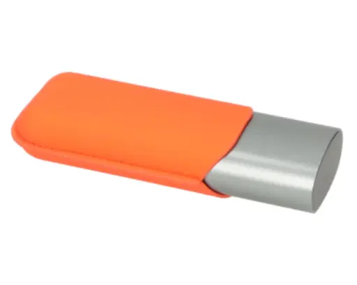 [812029] Etui Cigare Angelo Anodised Aluminium Gris/Orange 2 Cigares