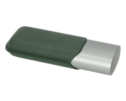 [812032] Etui Sigaar Angelo Anodised Aluminium Grijs/Groen 2 Sigaren