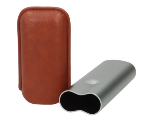 [812033] Etui Sigaar Angelo Anodised Aluminium Grijs/Bruin 2 Sigaren