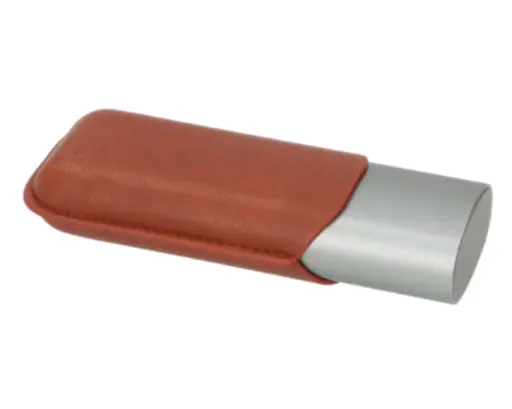 [812033] Etui Sigaar Angelo Anodised Aluminium Grijs/Bruin 2 Sigaren
