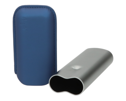 [812035] Etui Sigaar Angelo Anodised Aluminium Grijs/Blauw 2 Sigaren