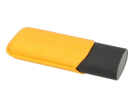 [812036] Cigar Pouch Angelo Anodised Aluminium Black/Yellow 2 Cigars
