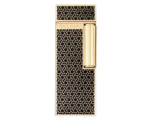 [LI220T7] Briquet Colibri Continental Soft Flame Doré à Motif