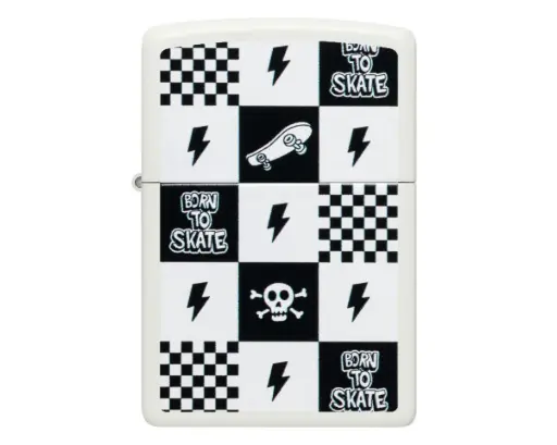 [60007903] Briquet Zippo Skateboard Checkers Design