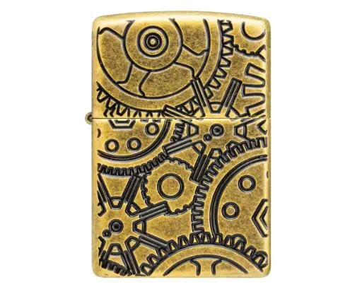 [60007934] Briquet Zippo Metal Gears Pattern Design